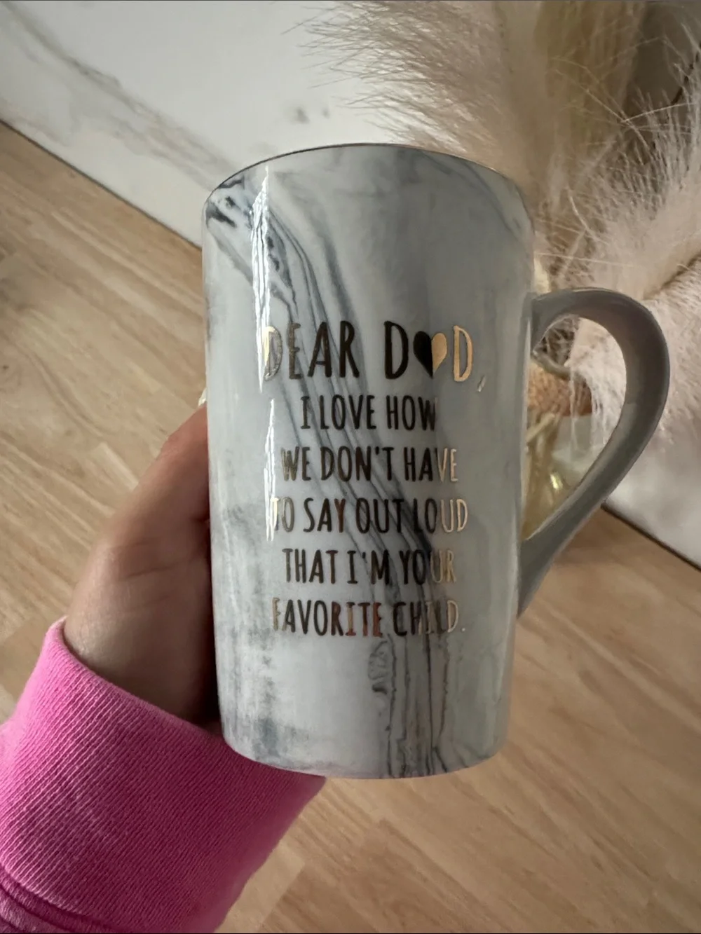 Best Mom Ever & Best Dad Ever Marble Mug Gift Set - Pink and Gray NIP